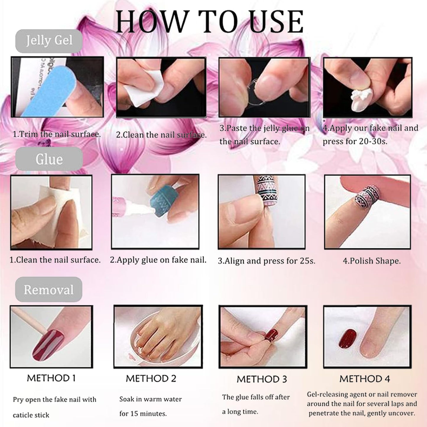 24Pcs Dark Press on Nails Medium Almond French Fake Nails Cute Pattern Design Full Cover Artificial Glue on Nails Almond Shape Acrylic Nails Cute Stick on Nails False Nails for Women DIY Tips