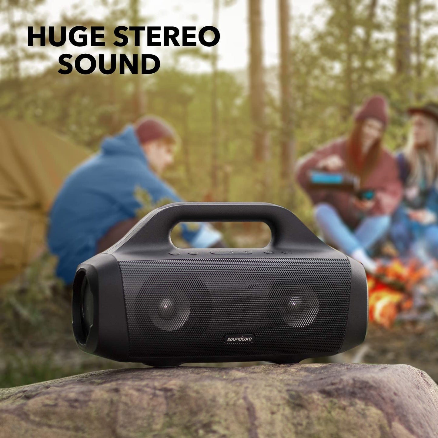 Soundcore Anker Motion Boom Waterproof Bluetooth Speaker with Titanium Drivers, BassUp Technology, IPX7, 24H Playtime, App, Built-in Handle, Outdoor Speaker for Camping, Pool, Beach, Backyard