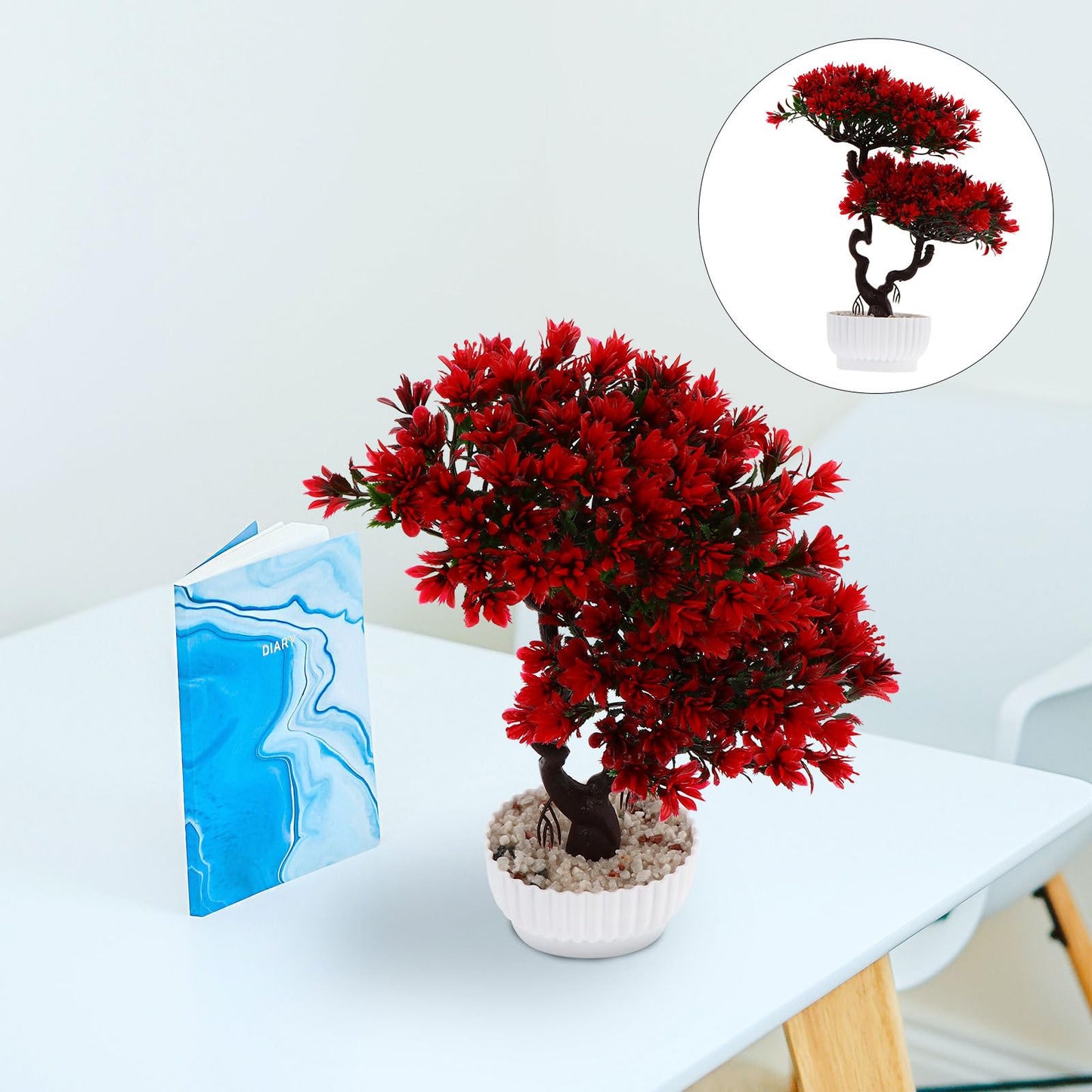 Healeved Artificial Bonsai Guest-Greeting Pine Tree Realistic Simulation Plant Decor for Home Office Easy Care Faux Potted Bonsai 10.62X10.62X12.20 Inches