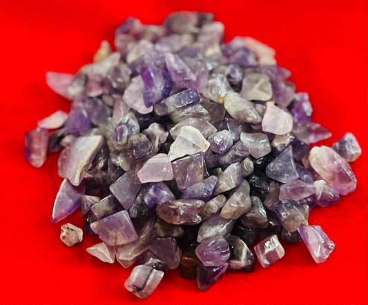 Indian Consigners Natural Crushed Polished Tumbled Gem Stone Chips, Decoration & Healing Crystals (Amethyst)