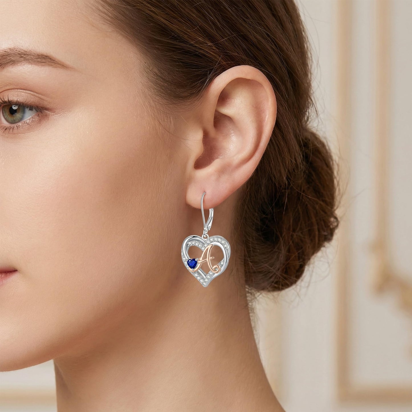 ZPMMPZ Initial Birthstone Earrings Intial Letter Dangle Drop Earrings Birthstone Jewelry Gifts for Women A & October