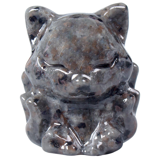 QLRSUXN Flame Stone Nine Tailed Fox Decor,2 Inch Healing Crystals Fox Statue，Lucky Guardian Pocket Fox Figurines as Women’s Gifts，Fox Figurine for Office Home Decor and Ornament.