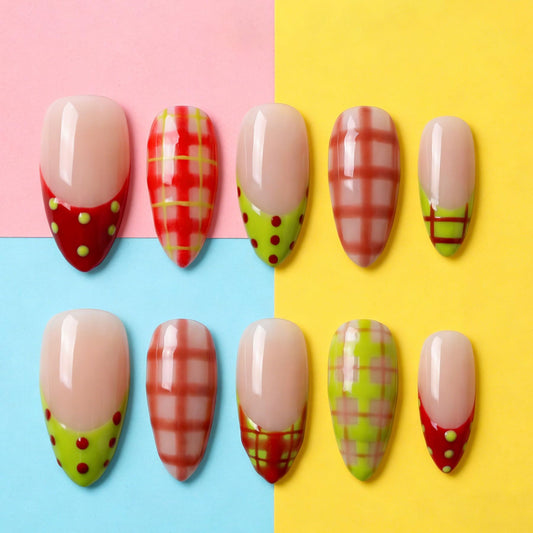 Handmade Press on Nails Almond Shape 3D Cute Glue on Nails for Women, Luxury Homemade Press on Nail Art Design, Fake Nails with 3D Nail Charms Size M 14