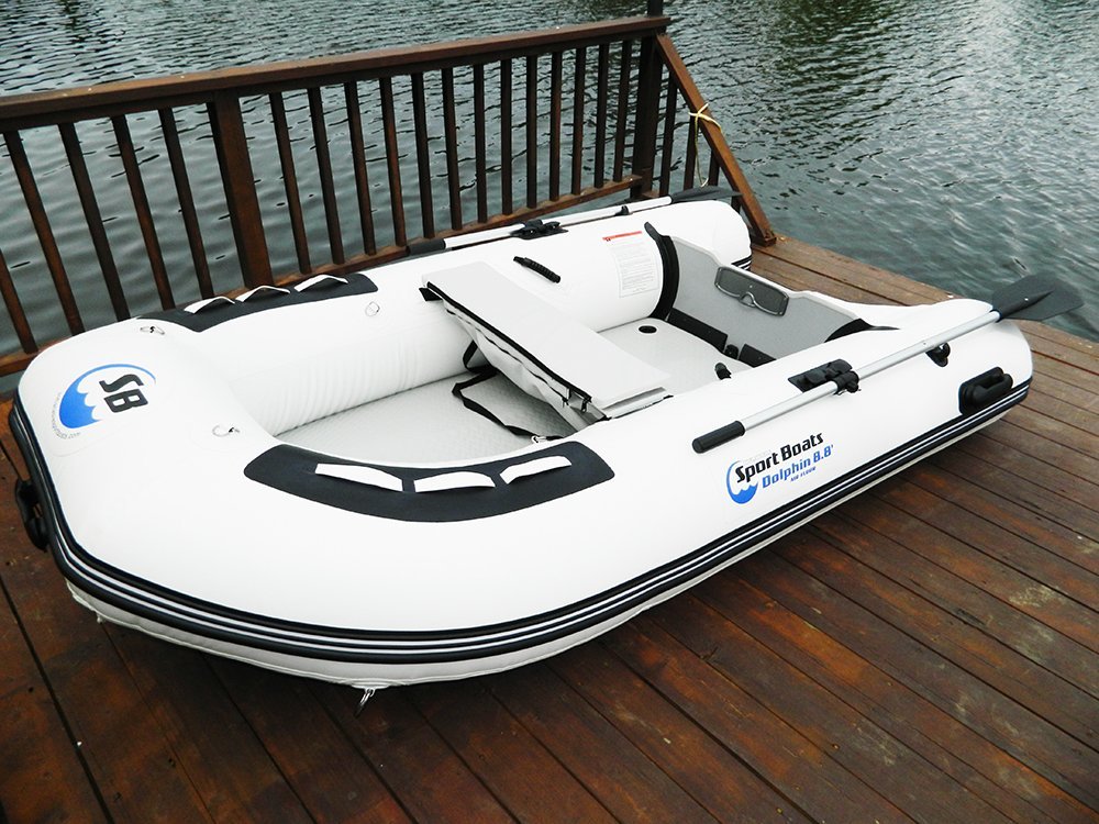 Inflatable Sport Boats Dolphin 8.8' Air Floor with EVA Foam Teak decking - Premium Heat Welded Dinghy