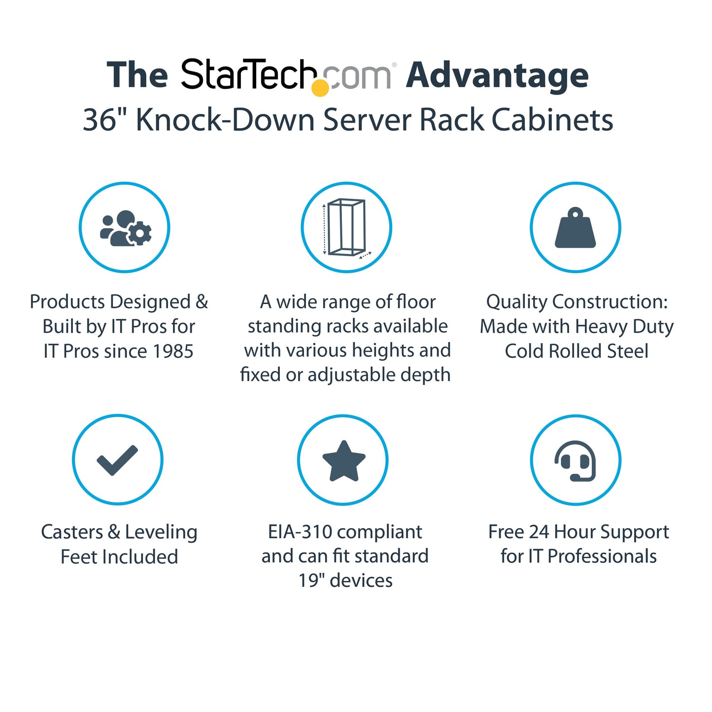 StarTech 18U Enterprise-Grade Server Rack Cabinet, 19in Enclosed 4-Post Rack with 33in (83cm) Mounting Depth and 1764lb (800kg) Weight Capacity