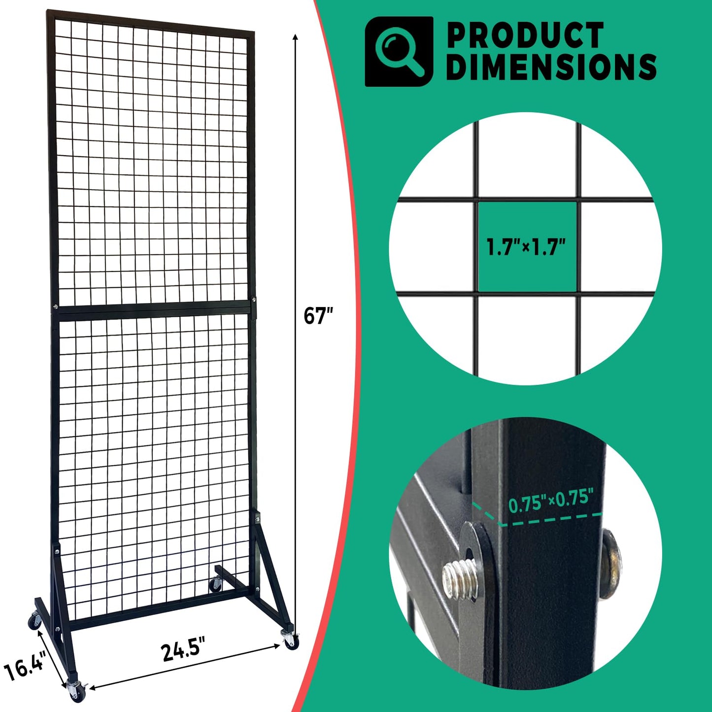 PAODIJO Fordable grid wall panel display stand- 5.5”*2” wire display shelves for merchandise vendor events,portable wreath display rack for craft shows