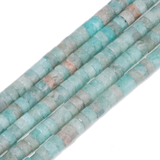 NITOPUPU 150Pcs 4×2mm Natural Amazonite Blue Spacer Stone Beads for Jewelry Making Supplies, Loose Semi Flat Round Gemstone Tube Beads for Bracelets DIY Crafts