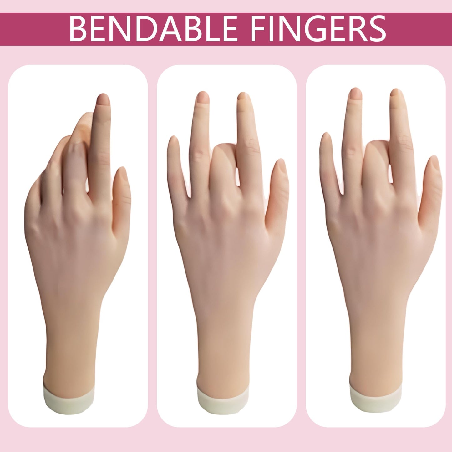 Practice Hand for Acrylic Nails,Flexible Nail Practice Hand Kit with Clamp Stand,140 Nail Tips, Nail Glue, 6pcs Nail Art Brushes - Complete Manicure Training Tool for Beginners & Professionals