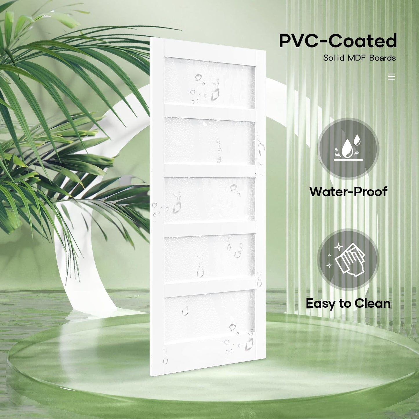 Fredbeck 60x96 Inch White Sliding Barn Door Slab with 10ft Hardware Kit Included, 5-Panel,White Doors for Bedroom