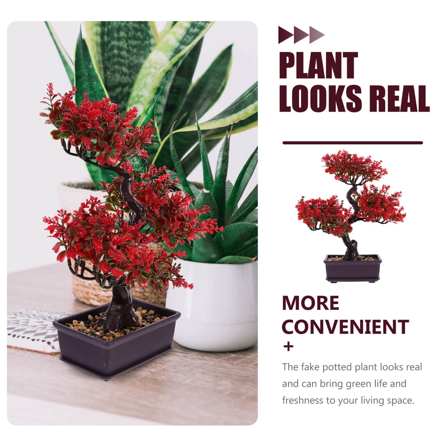EXCEART Artificial Bonsai Tree Faux Potted Plant Desktop Ornament 14.17X11.81X3.93In Simulated Greenery Home Office D Cor No Maintenance