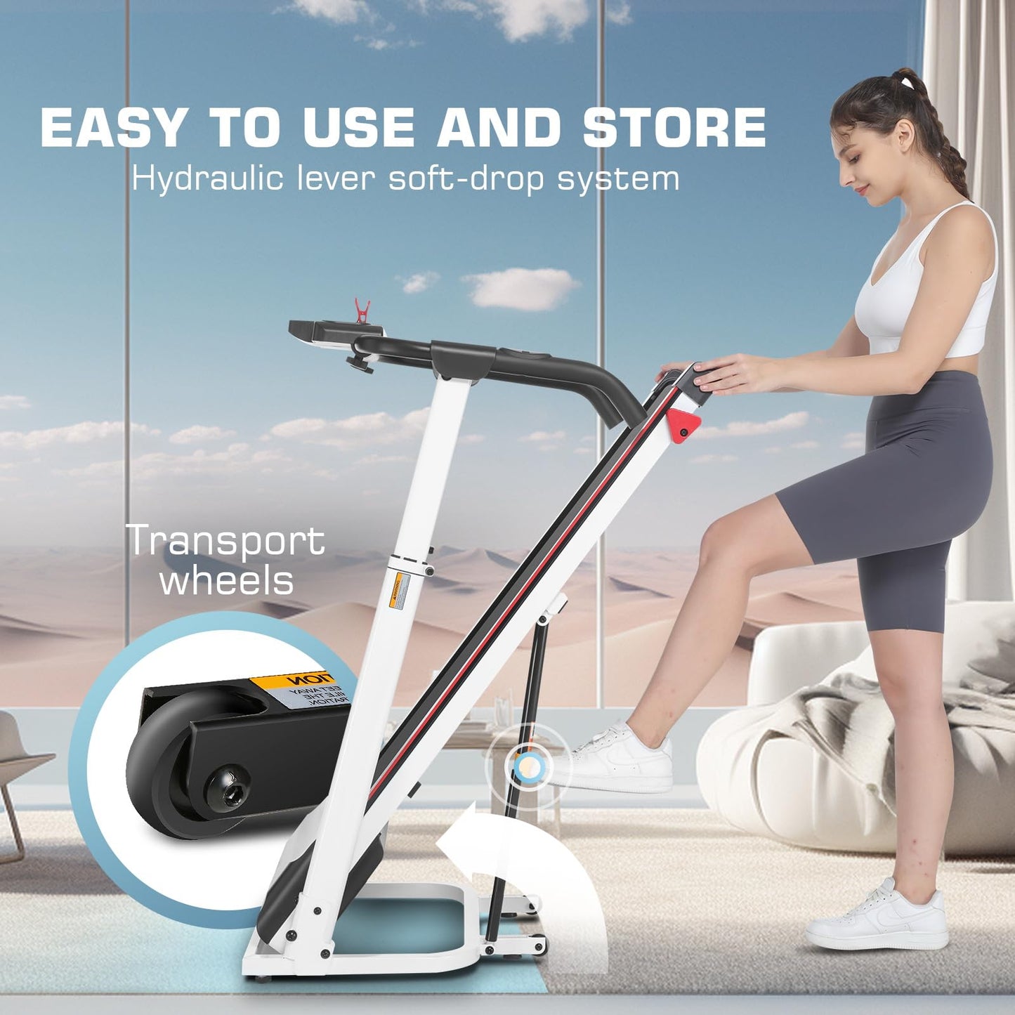 ANCHEER 2025 Premium Treadmill - 3.5HP Treadmills 350+ LBS Weight Capacity- 3-Level Incline, Foldable Design, Adjustable Height with Desk & Pulse Sensor - Perfect for Home Office & Family Workouts