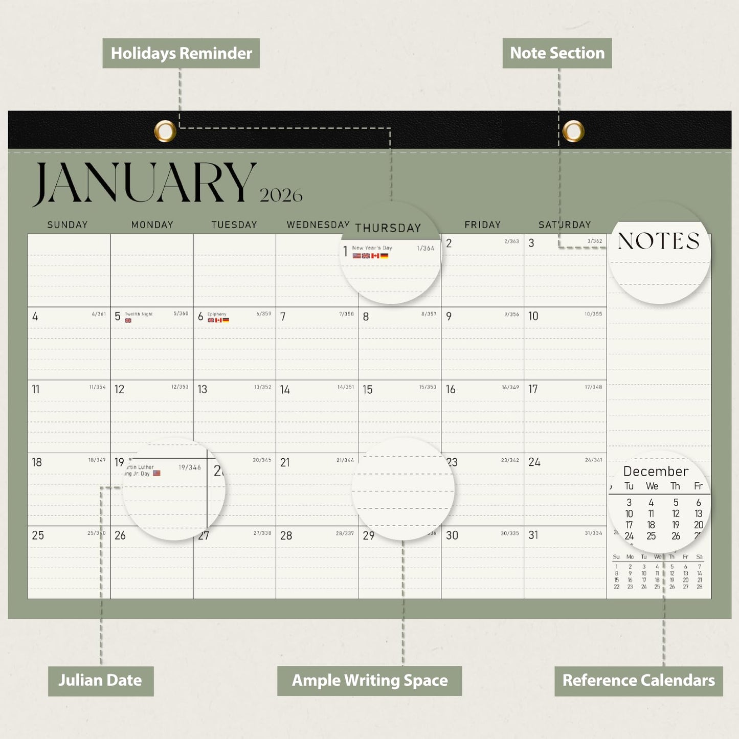 2026 Desk Calendar, Large Desktop/Wall Monthly Calendar (Jan. 2026 - Jun. 2027) 17'' x 12'' School Year Desk Planner for Teacher Family School Office Supplies