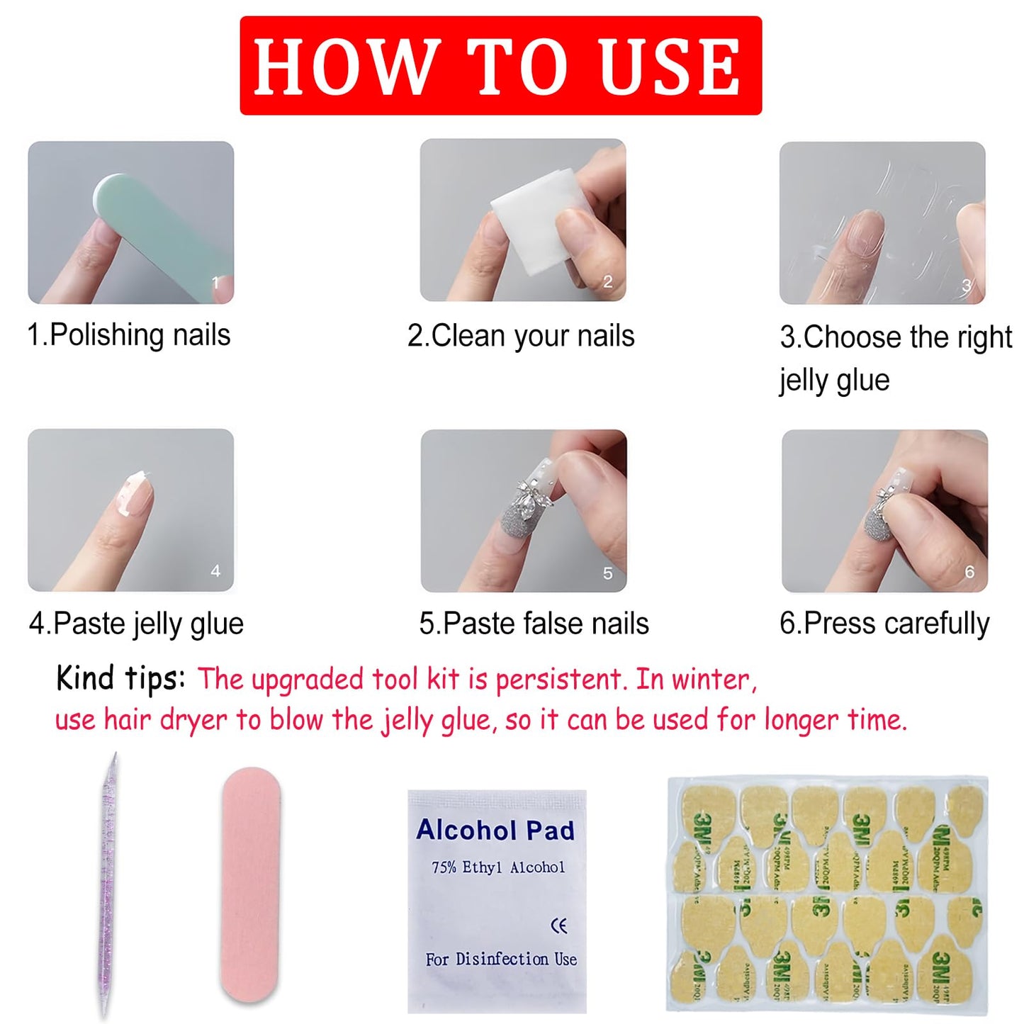 24Pcs Independence Day Fireworks Press on Nails Medium Square 4th of July Stripes Fake Nails Gradient Stars design False Nails Full Cover Stick on Nails Memorial Day for Women Manicure Decoration