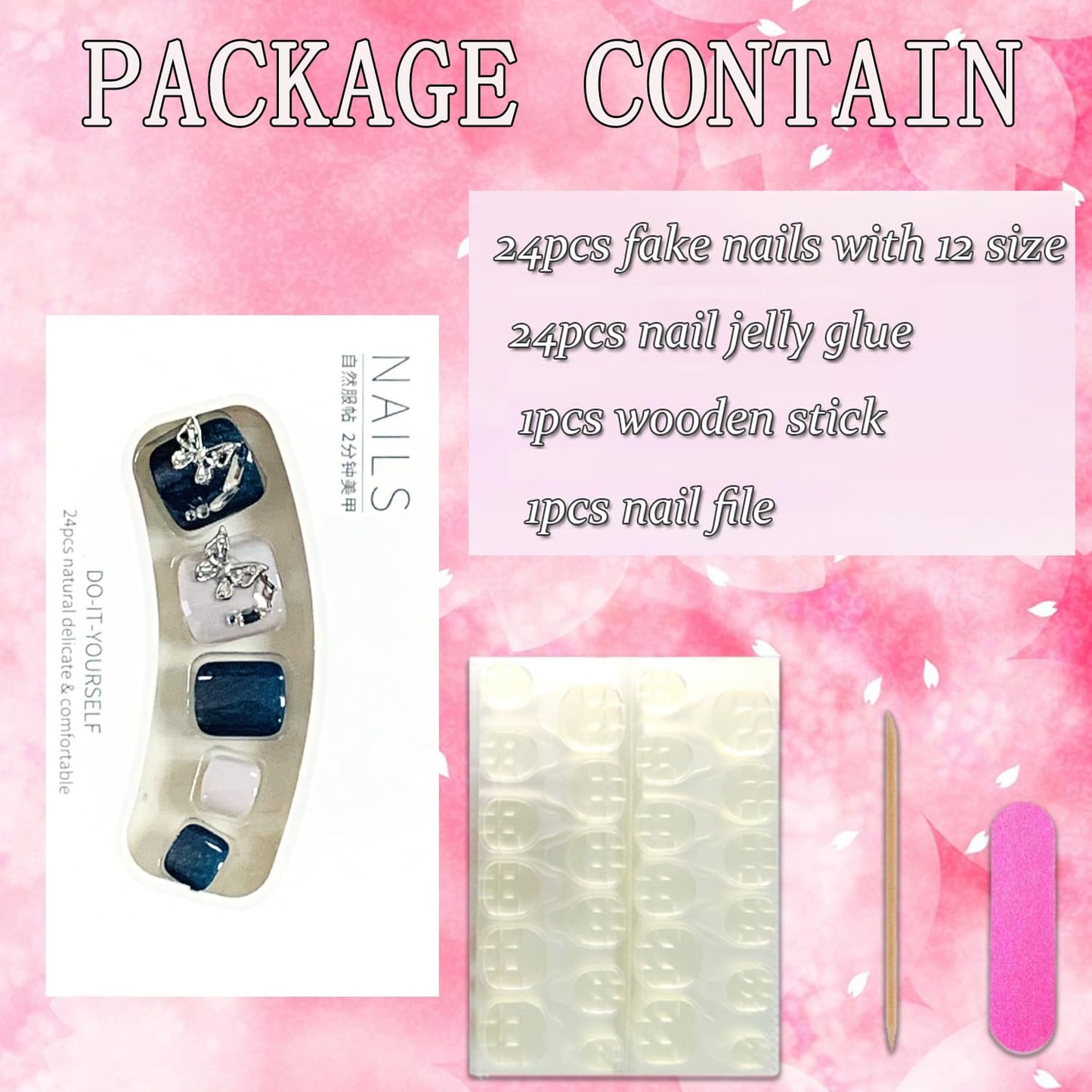 FIEONCIY Press on Toenails with Designs Acrylic Fake Nails for Toe Artificial False Nails with Charms Glue on Toe Nails for Spring Summer Stick on Toenails for Women Girls(JDP028)