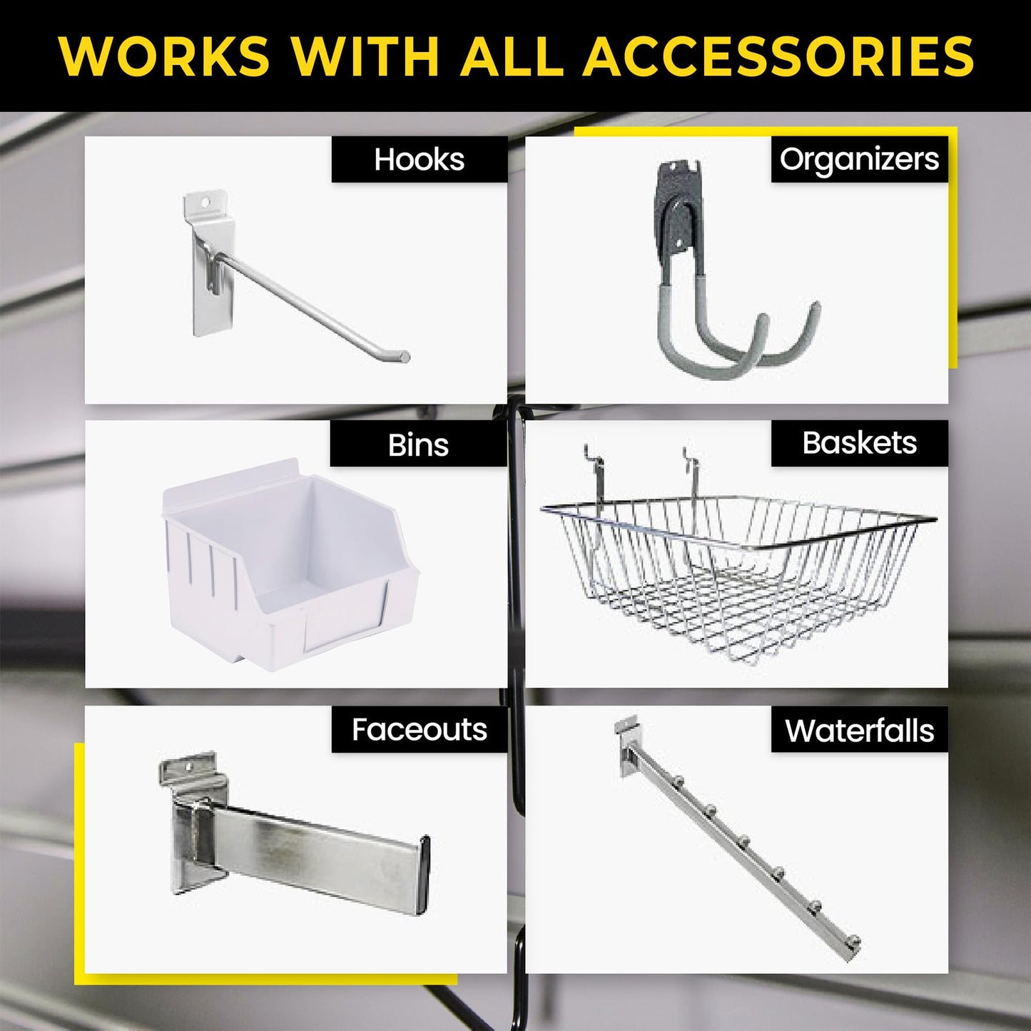 Heavy Duty 4x8 PVC Garage Slatwall Storage System (with Endcaps & Screws) - Modular Slat Wall Paneling for Garage Wall Organizer - Interlocking Slatwall Panels for Home & Commercial Use (White)