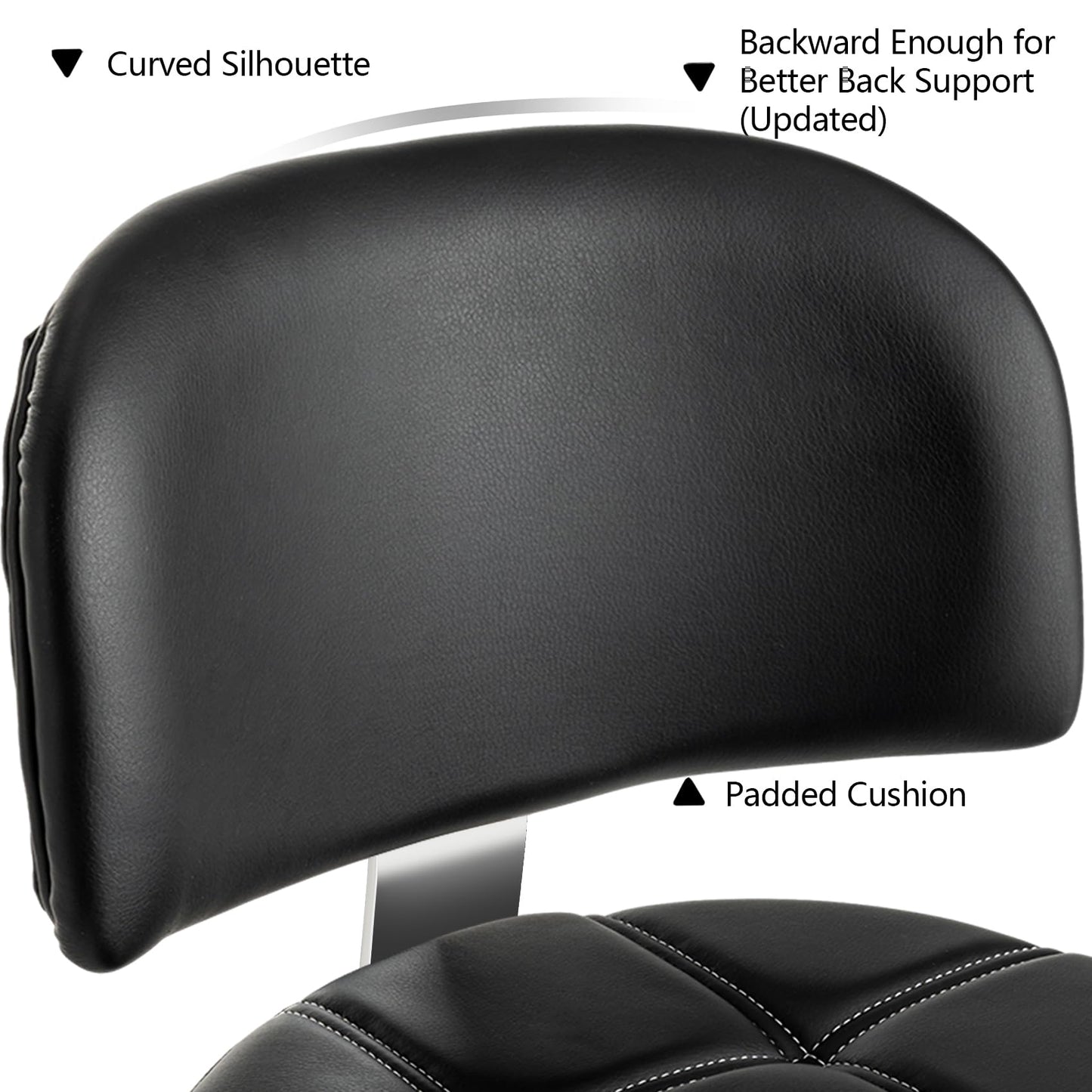 CoVibrant Lockable Stool with Back and Foot Rest Ergonomic Rolling Hydraulic Adjustable Stool for Doctor Esthetician Artist Home Small Office Desk (Black, 24''-31'')