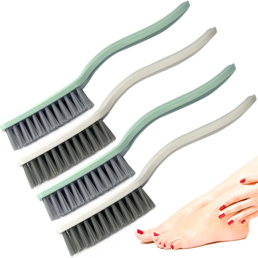 Nail Brush Foot Brush Curved Handle Grip Hand Fingernail Scrub Brush Home Laundry Cleaning Shoes Clothes Toes Nails Feet Scrubber,4 PCS
