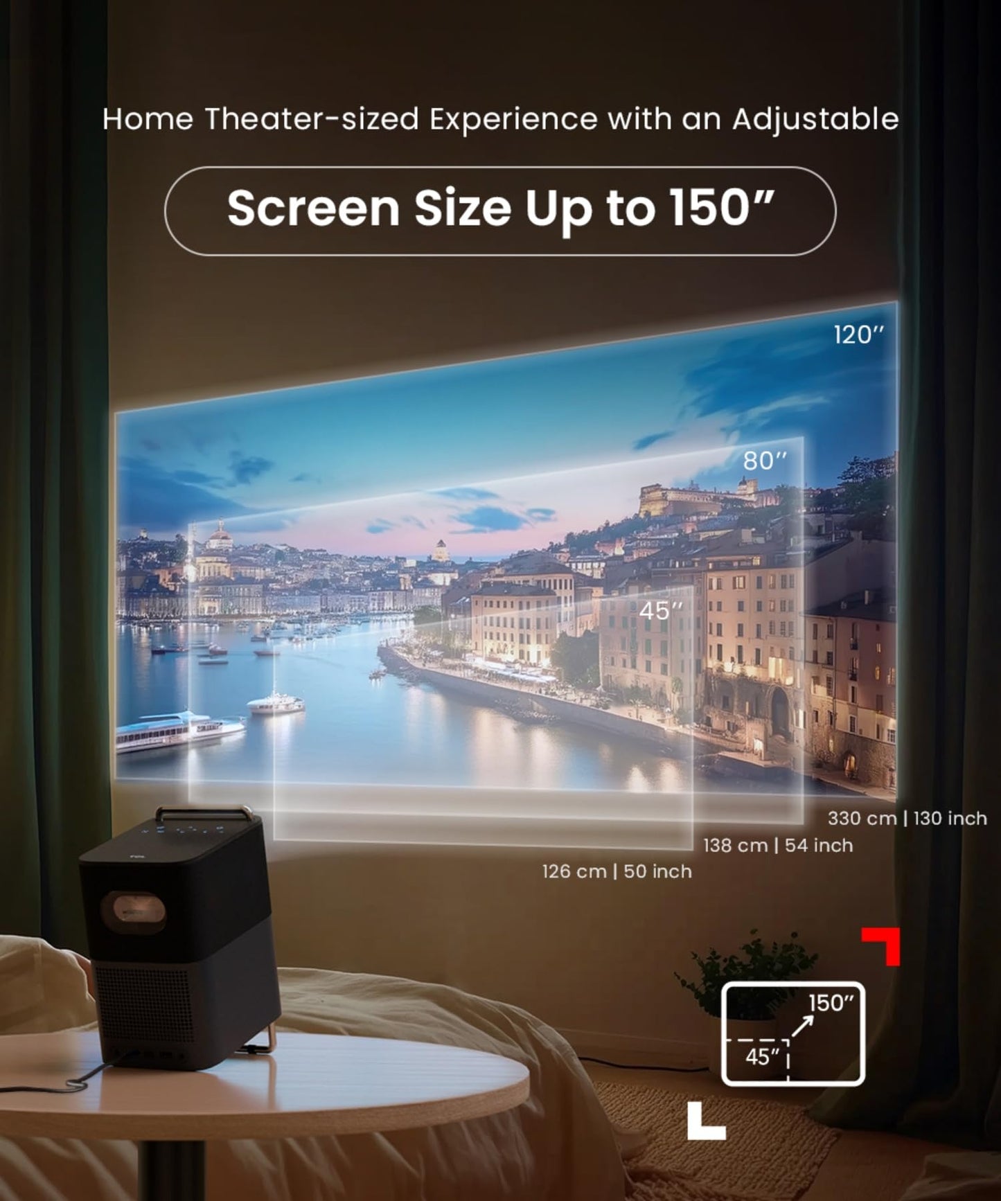 TCL A1s Smart Projector 4K Support, Google TV & Netflix Officially Licensed, WIFI and Bluetooth, Auto Focus Keystone, Native 1080p, 16W Dolby Audio, Movie Projector for Home Theater with Portable Case