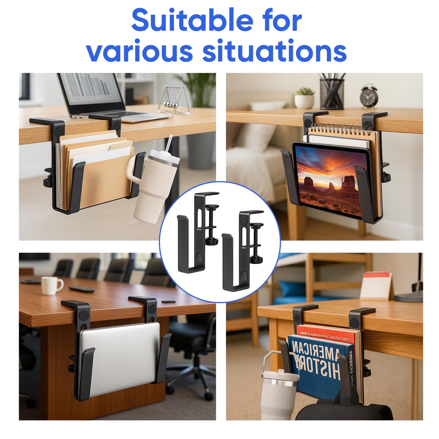 OOKUU Anti-Spill Cup Holder for Desk or Table & No Drill Adjustable Desk Side Laptop Holder