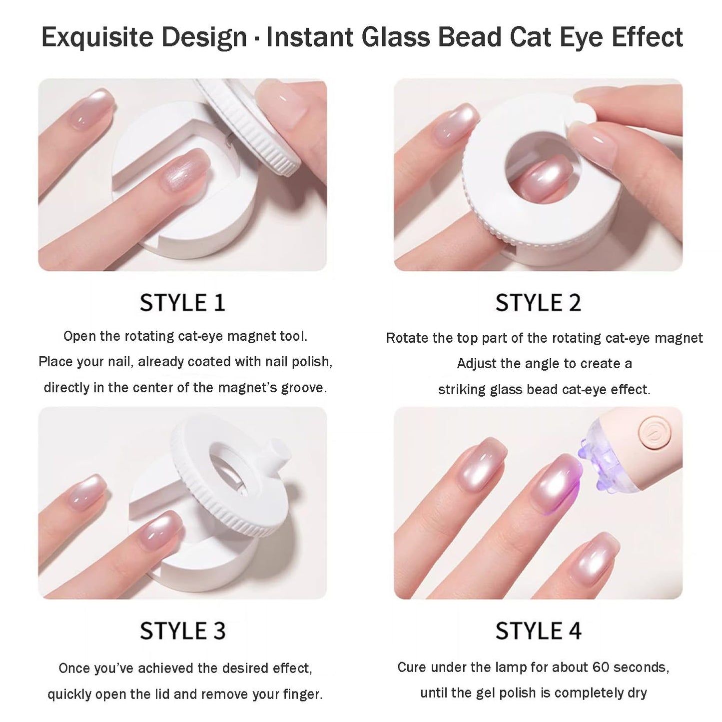 Rotating Cat Eye Magnet for Nails, Glass Ball Rotating Cat's Eye Nail Magnet Tool, Strong Magnetic Cat Eye Gel Polish Magnet for Nail Art, DIY Manicure Tool for Beginners