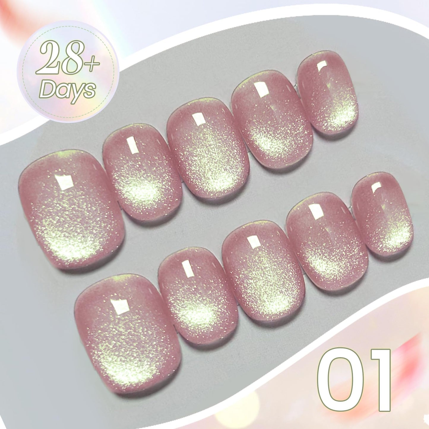 Born Pretty Cat Magnetic Eye Gel Nail Polish, Shimmer Glitter Holographic Auroas Gels Spring Summer Pink Green Blue Translucent, Gel Polish Set Manicure Salon Nails Art DIY at Home