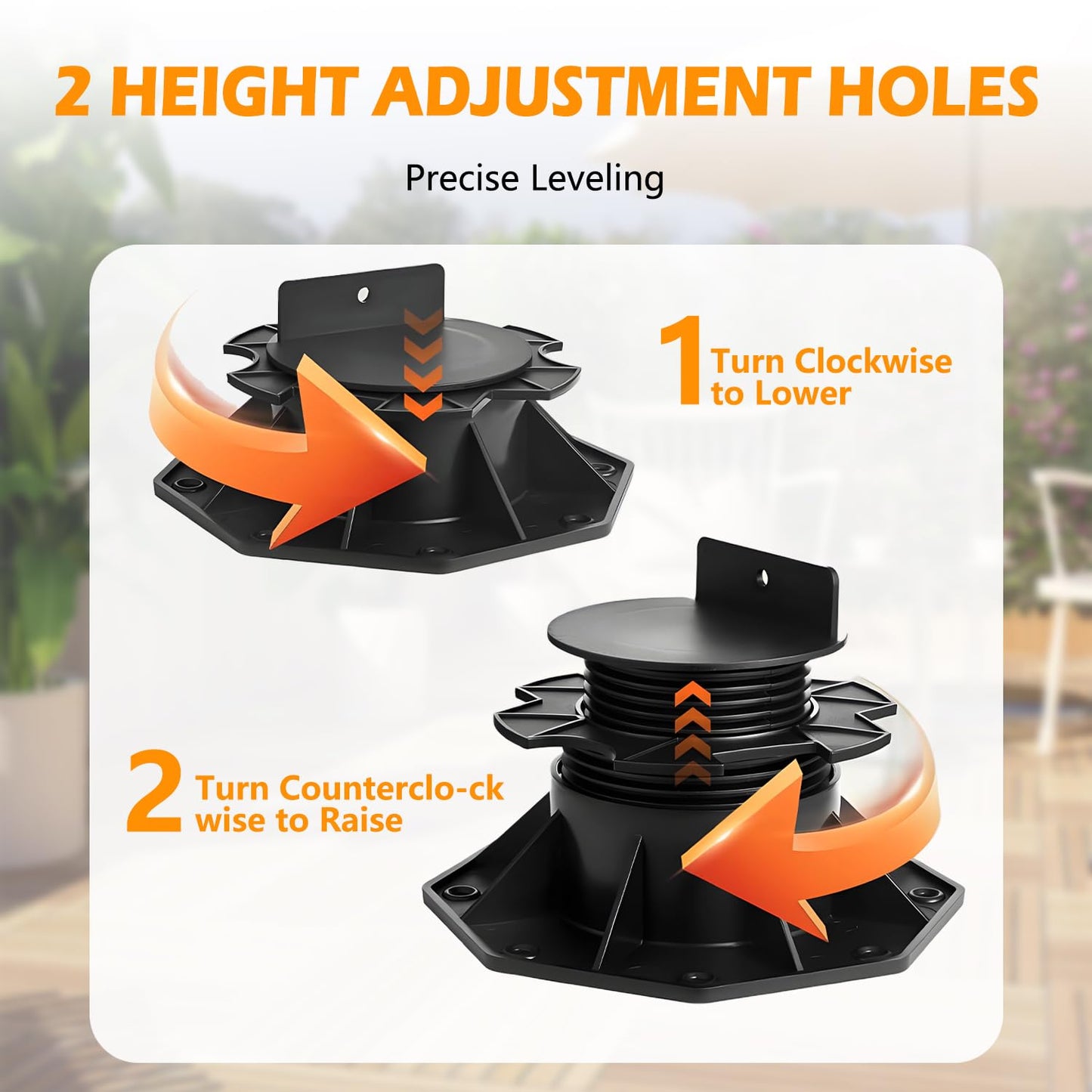 12Pack Adjustable Deck Support Pedestal Deck Foundation Base Support，Used for Floating Deck Platform Deck Floor Height Adjustment Raising, Adjustment Raising from 2-3/8" to 5-1/2", Black