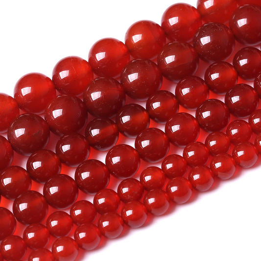 45PCS 8MM Beads Natural Red Agate Round Loose Semi-Precious Gemstone Round Loose Beads for Jewelry Making 15Inch