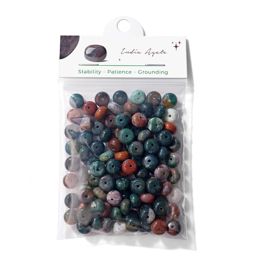 Raicegs 100pcs 5×8mm Rondelle India Agate Beads Natural Gemstone Beads Abacus Disk Stone Loose Beads for Jewelry Making DIY Bracelets Necklace