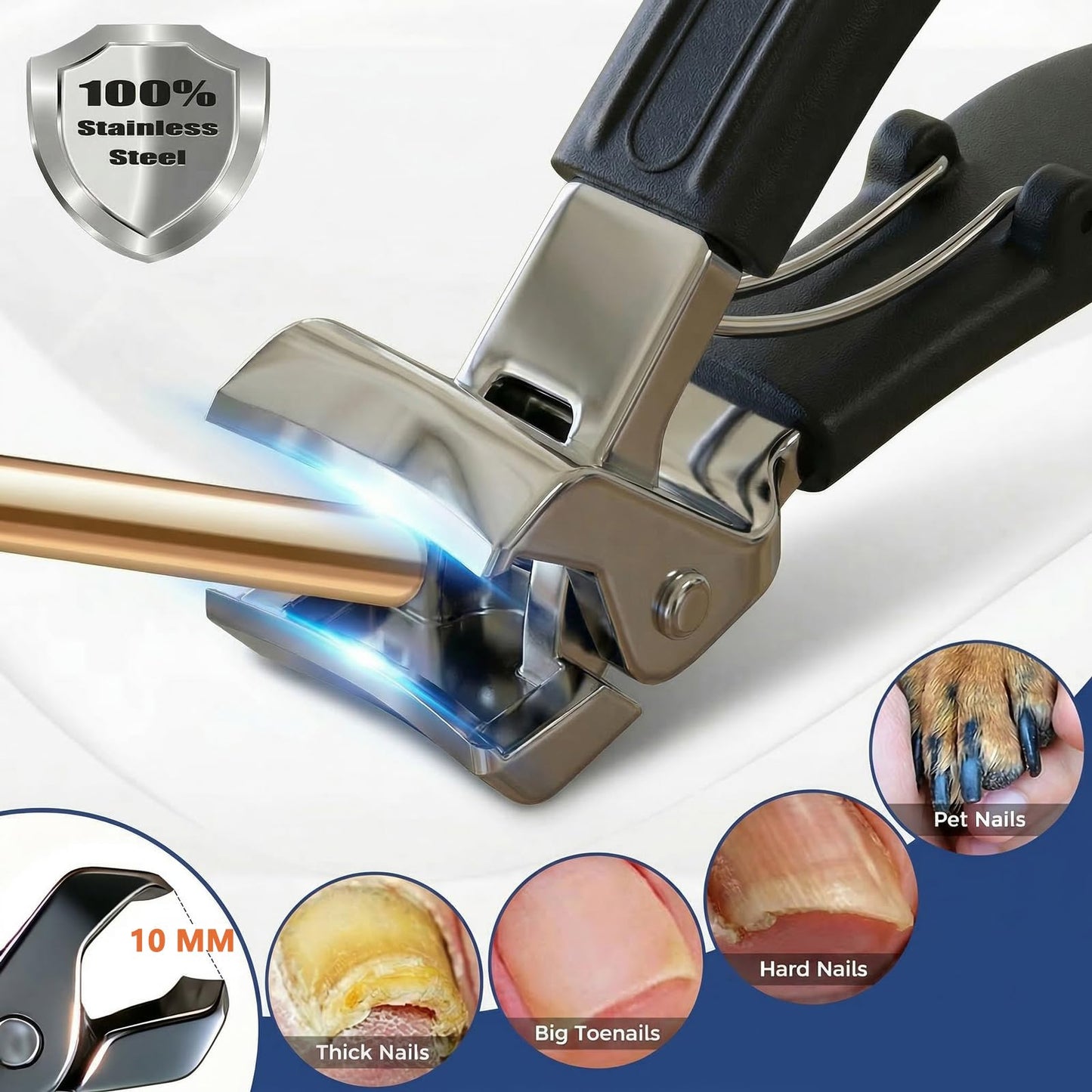 Toenail Clippers for Seniors Thick Toenails, Eagle Beak Slanted Nail Cutter & Angled Head Toe Nail Clippers Set, Stainless Steel Heavy Duty Ingrown Nail Cutter with Wide Jaw for Men Women