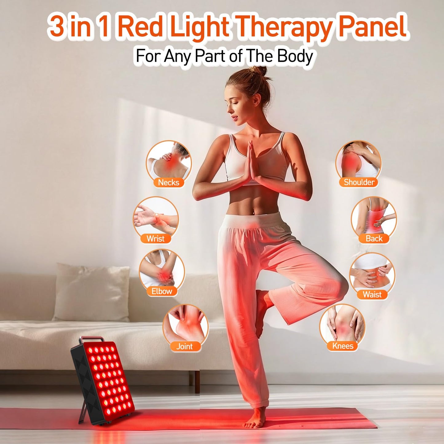 Red Light Therapy Panel 5 Wavelength 40 Dual Chip High-Efficiency LEDs 630+660+810+830+850nm Red and Near Infrared Lamp Therapy Device 60W Timer & Stand for Body Pain Relief Face Skin Health