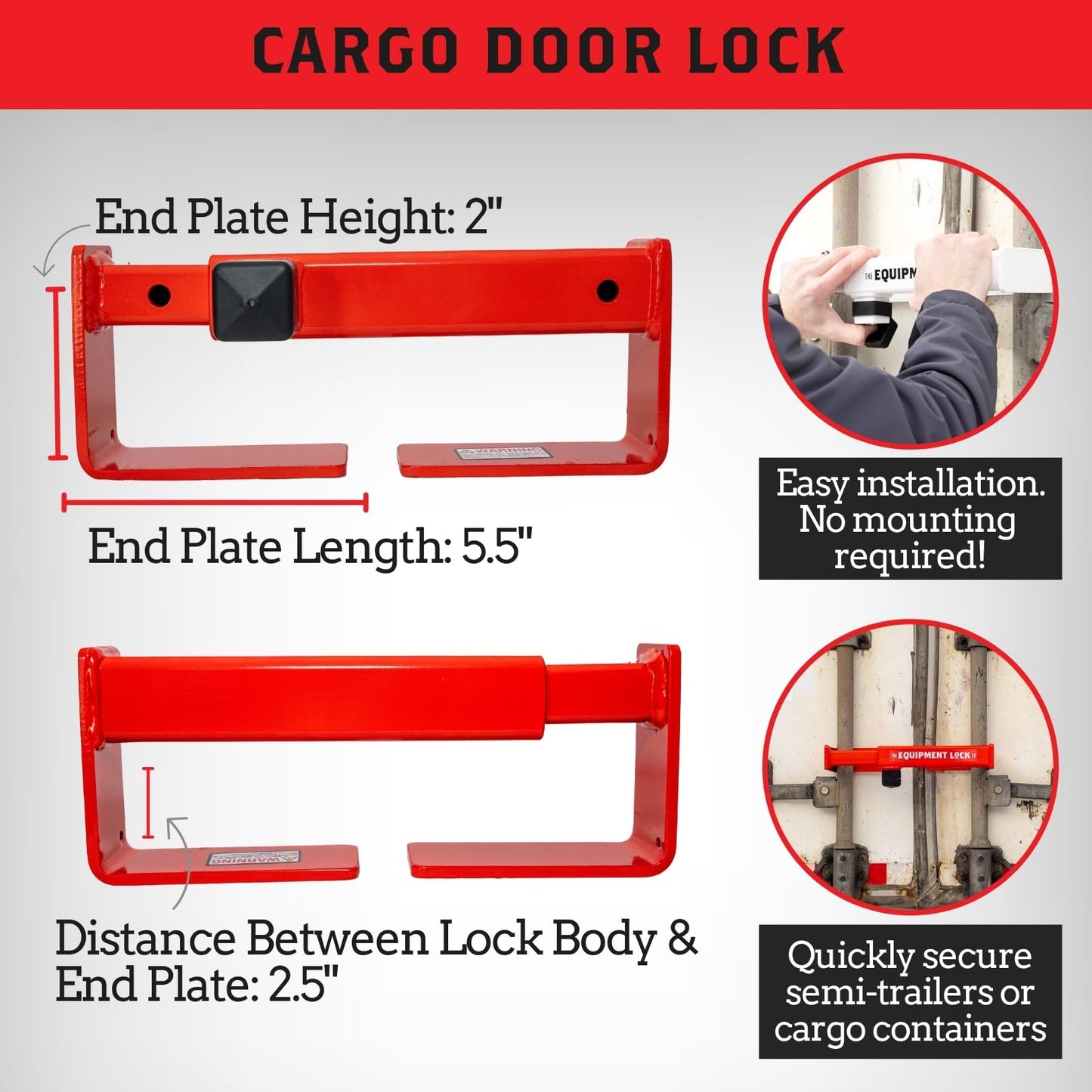 Equipment Lock Cargo Door Lock - Powder Coated Steel, Maximum Security Semi Trailer Door Lock - Semi Truck Accessories and Trailer Security (Keyed Alike)