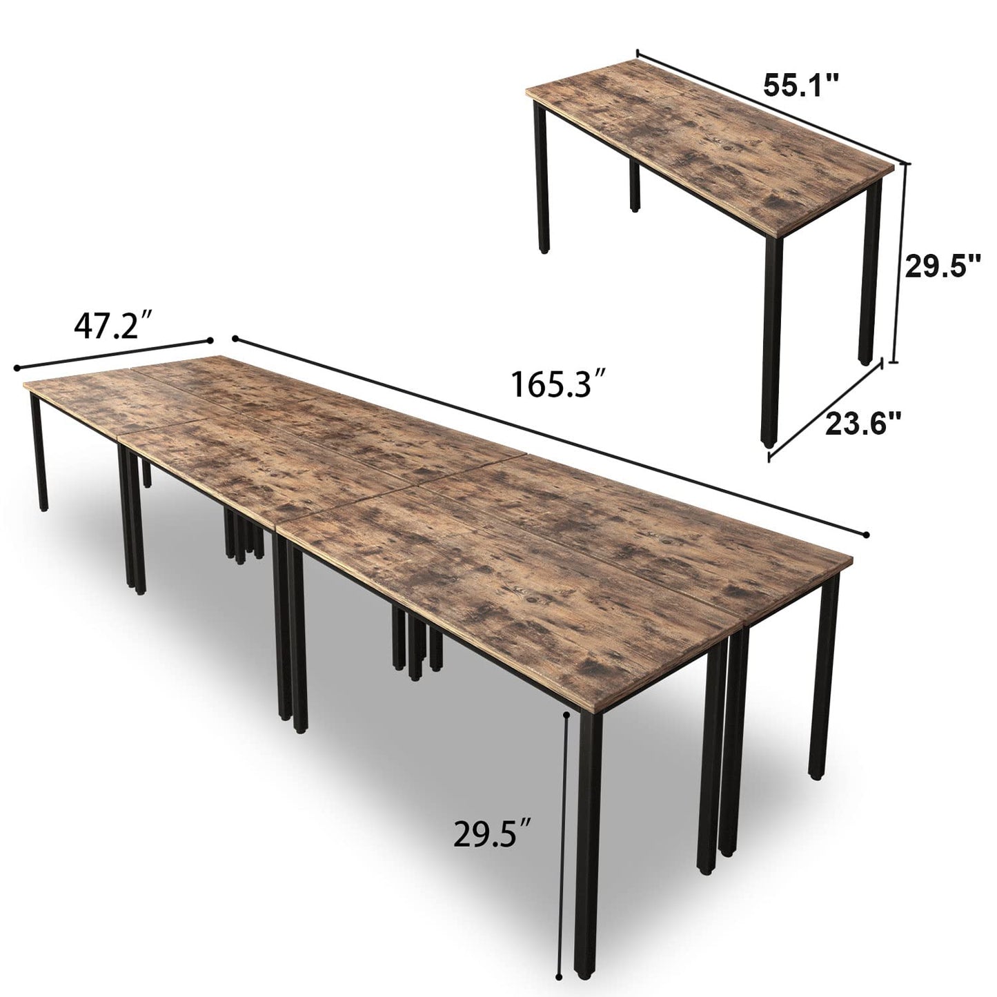 Bonzy Home 14ft Conference Tables Chair Set, 165"x47"x30" Table & 16pcs Chairs, Office Computer Desk and Chair Set for Meeting Room Study Printer Table Seminar Office Furniture Set for 16 People