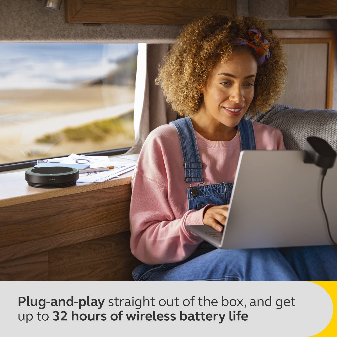 Jabra Speak2 75 (2025 Edition) Wireless Bluetooth Speakerphone - 4 Noise-Cancelling Mics, 65mm Speakers - New Linking Feature - USB-A & USB-C - Works with Zoom and Google Meet - Dark Grey