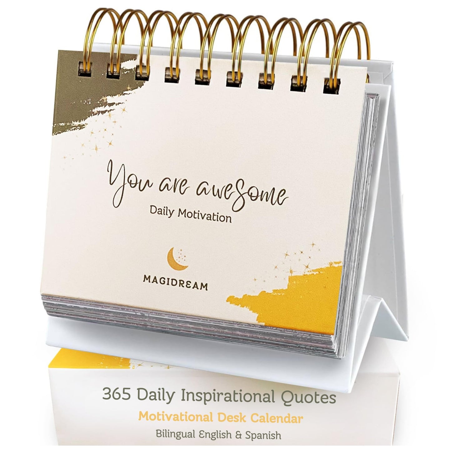 Motivational Desk Calendar – 365 Daily Inspirational Quotes – Perpetual Flip Calendar for Desk – Aesthetic Office Decor – Bilingual English & Spanish – Meaningful Motivational Gift for Women – MAGIDREAM