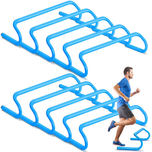 Wettarn 10 Pcs Speed Agility Training Hurdles Detachable Durable Hurdle Agility Plyometric and All Purpose Speed Training Equipment for Athletes Soccer Basketball(6 Inch,Blue)