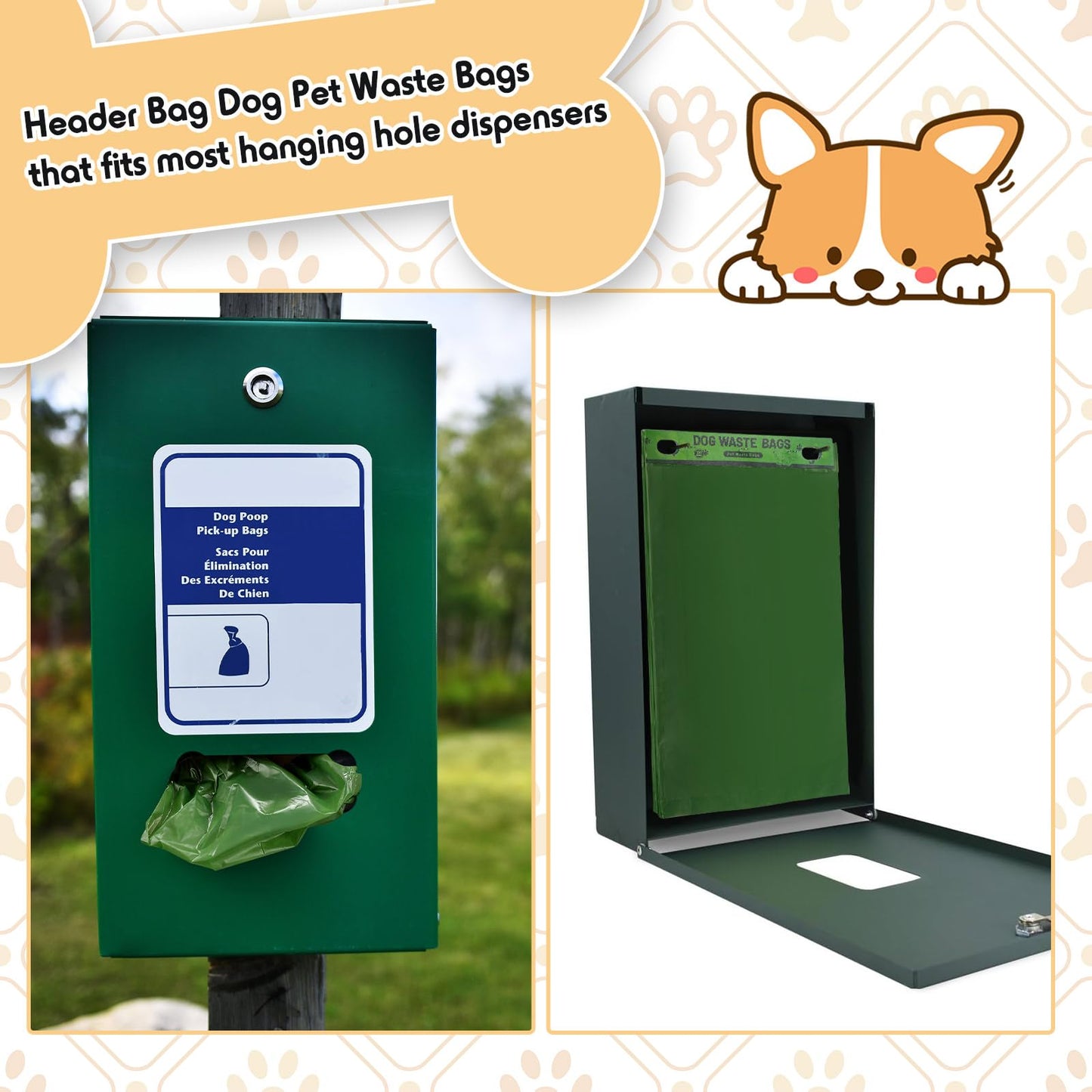 Ireer 5000 Pcs 50 Counts Pet Waste Bags Bulk, Dog Bags with Fit Hang Hole Easy Single Pull for Parks, Hoas Residential Use, Dog Waste Station, Compatible with Poop Station Dispensers (Green)