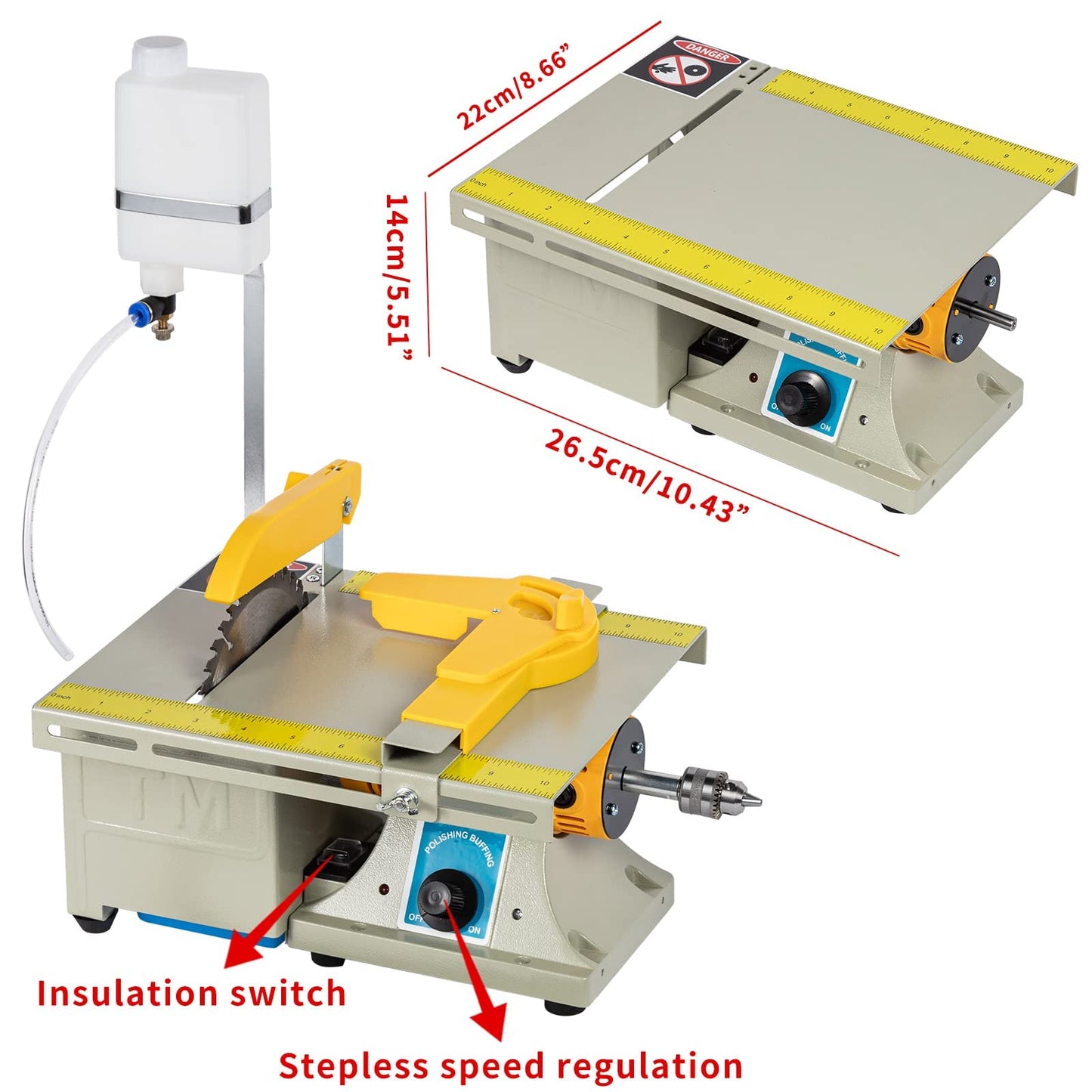 110V Jewelry Rock Saw, 0-10000r/min Wet Saw Lapidary with Flexible Shaft for Rock Cutting，Lapidary Equipment for Grinder Polishing Cutting Machine, Left Benchtop