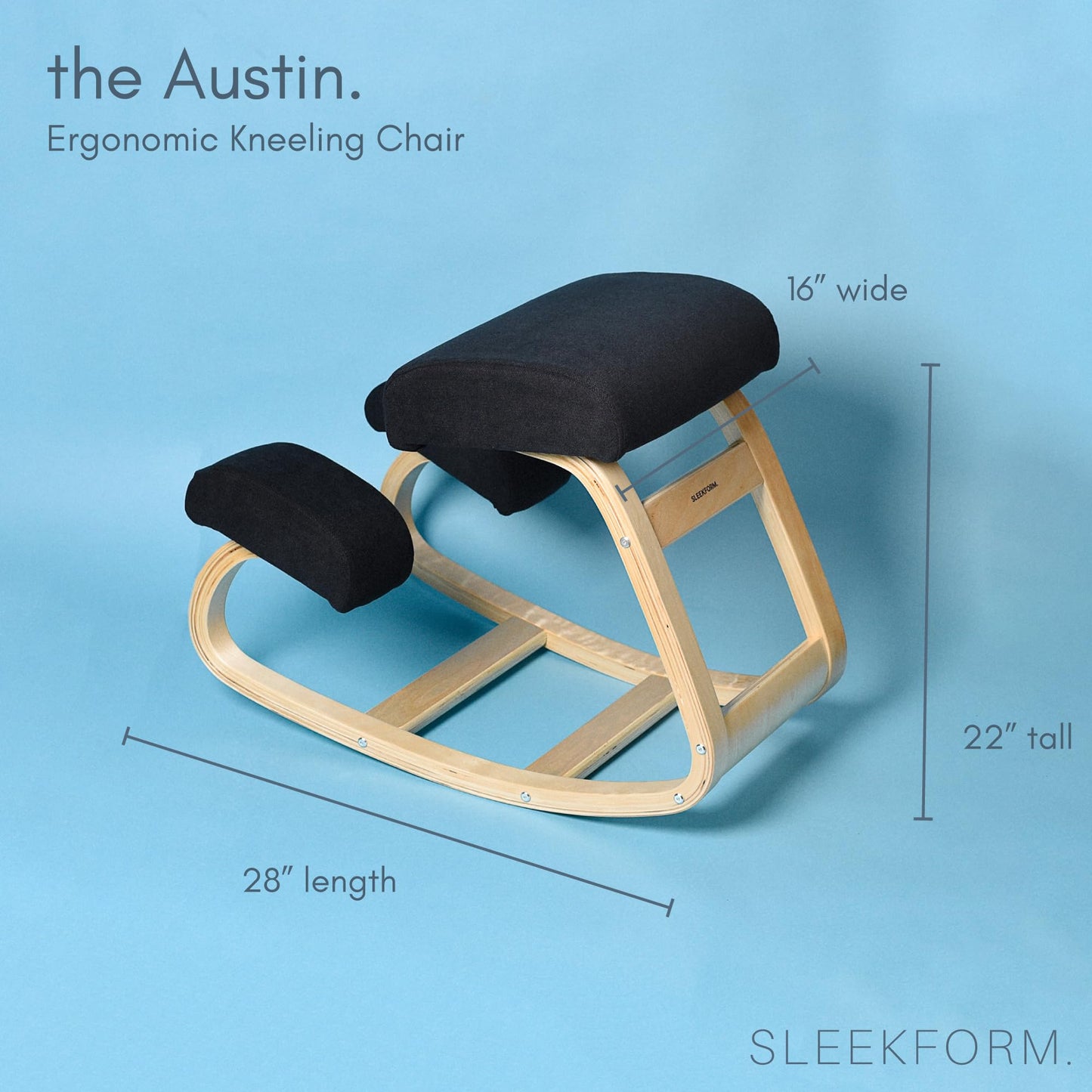 Sleekform Wooden Folding Desk, Small Folding Table Portable with Collapsible Hairpin Legs, Austin Kneeling Chair, Home Office Ergonomic Computer Desk Stool