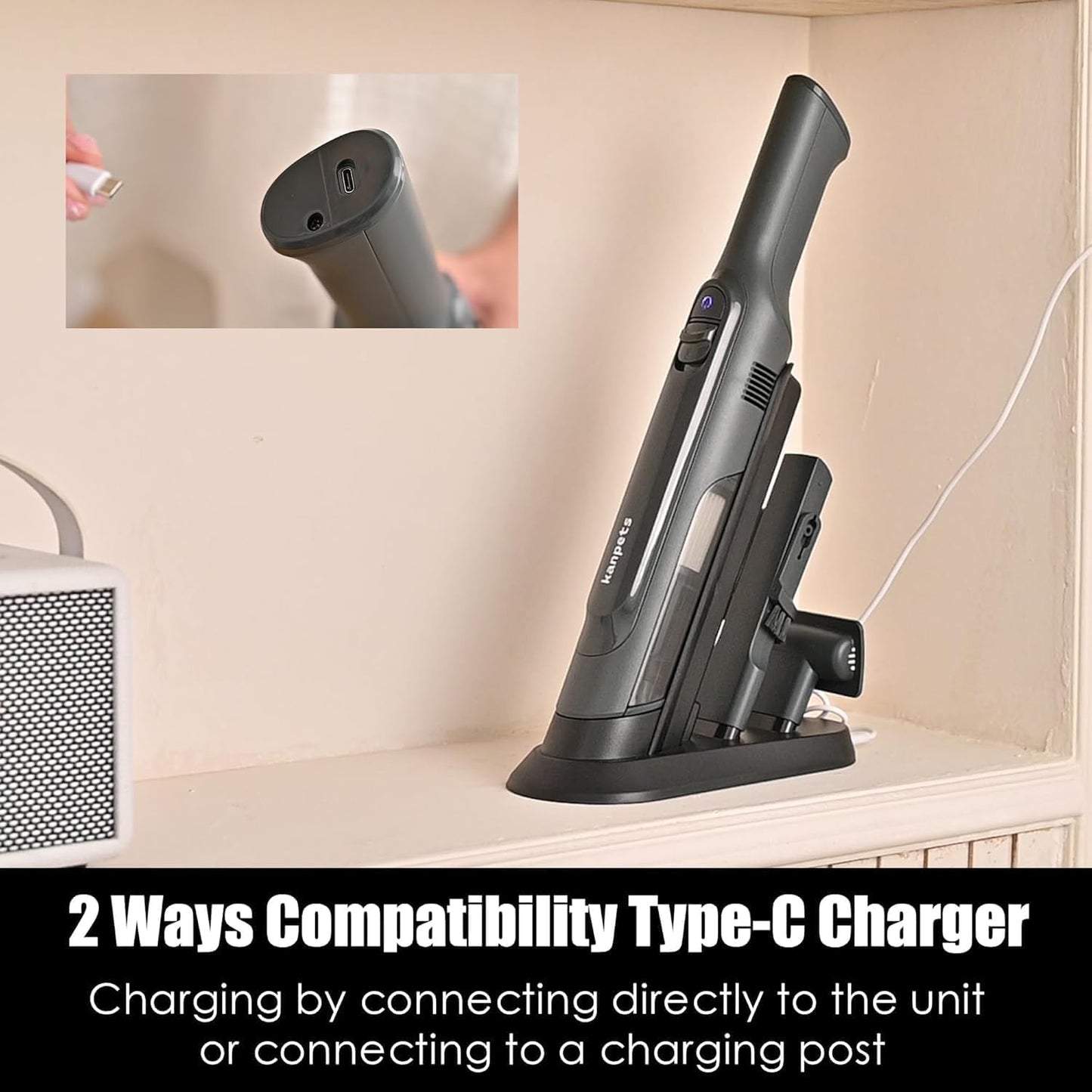 PROMOMO Handheld Vacuum Cordless, Lightweight 1.4lb with Powerful Suction, Charging Dock, Single Touch Empty and Detachable Dust Cup, Portable Mini Car Vac for Home Pet Car