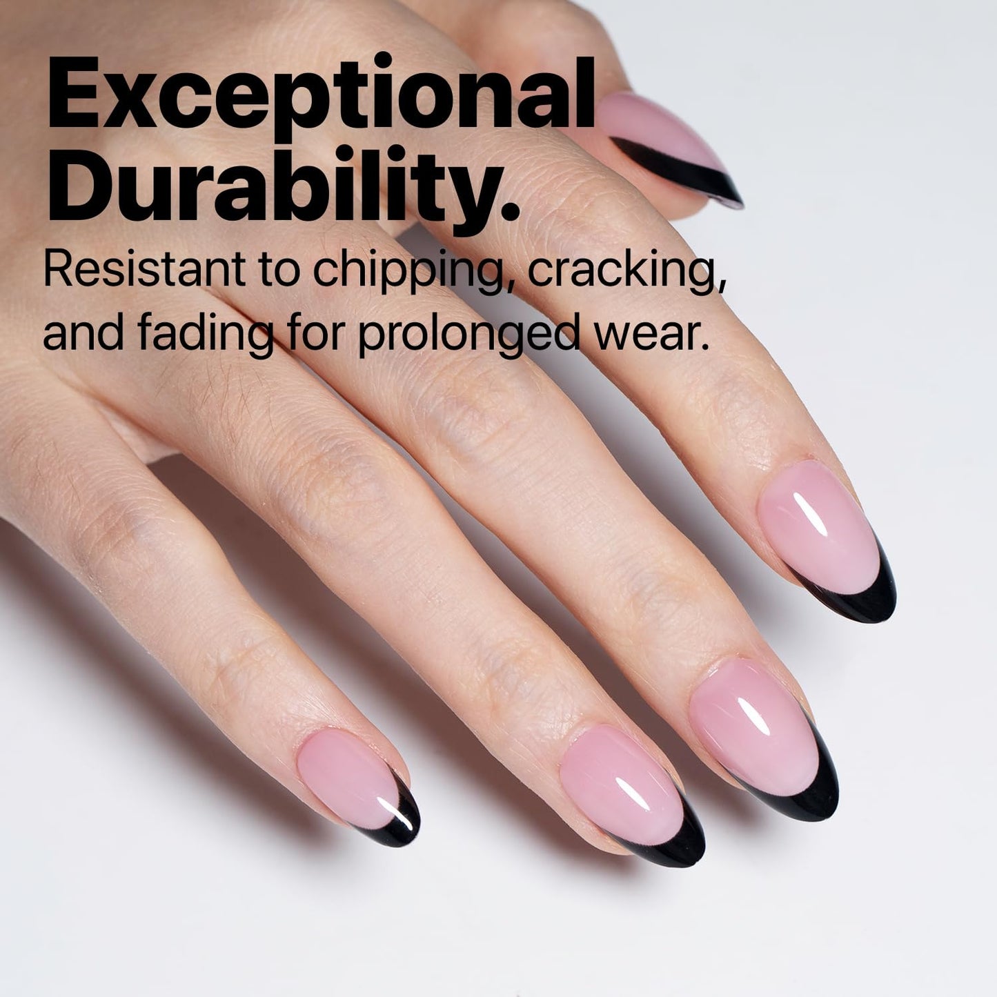 SXC Cosmetics French Tip Press On Nails – Black Series, Short Almond, X-Pro Tips Starter Kit | 160PCS, 16 Sizes, 5 Styles, Beginner-Friendly