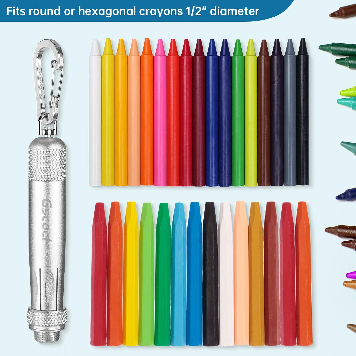 Gscocl Lumber Crayon Holder for 1/2" Round or Hexagonal Crayons,Ferro Rods.Industrial Heavy Duty Carpenter，Construction Aluminum Crayon Holder(Silver 2 Pack)