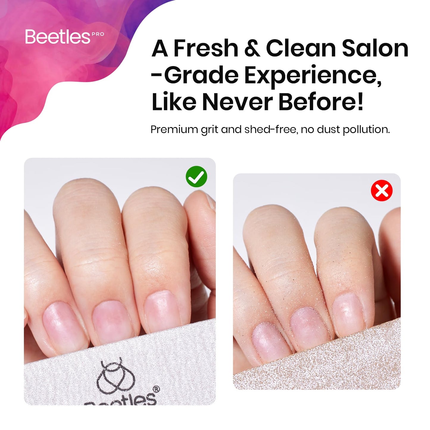 Beetles Pro 120-Pcs Nail File – Professional 100/180 Grit Double Sided Emery Board Nail Files Washable Shaper Files for Acrylic, Gel & Natural Nails – Salon Quality Manicure Tool