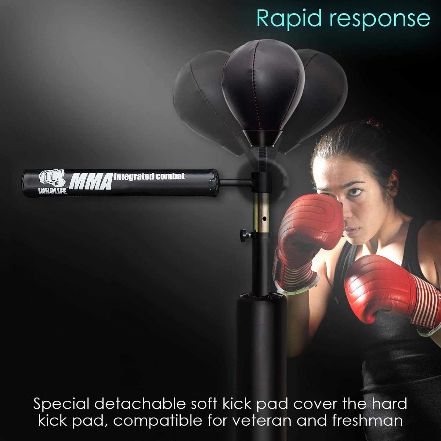 InnoLife MMA Boxing Speed Trainer Punching Spinning Bar with Dual Punch Head
