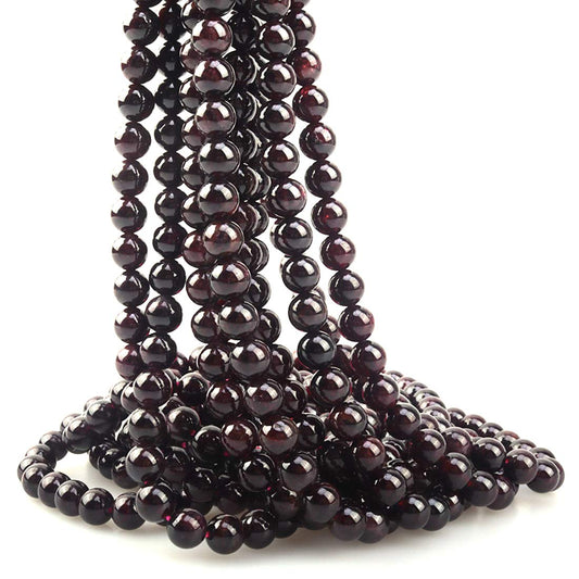ICAI Beads 10mm Natural Garnet Gemstone Round Loose Stone Beads for Jewelry Making DIY Crafts Design 1 Strand 15" APPR.34-36pcs