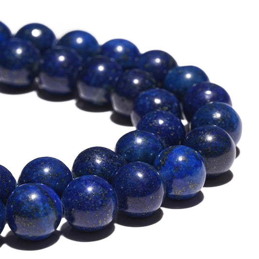 10mm Natural Lapis Lazuli Gemstone Beads Polished Round Smooth Stone Beads for Bracelets Jewelry Making 15inch Loose Beads