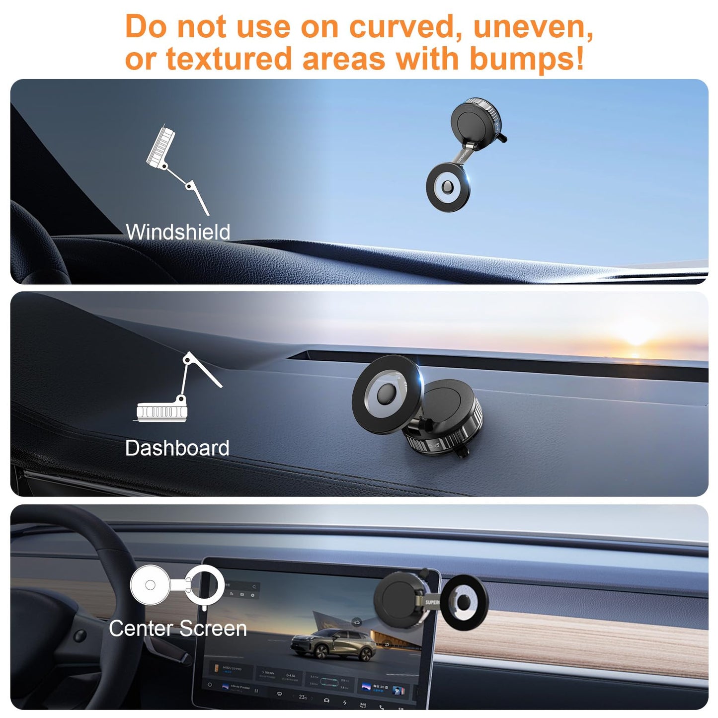 Magnetic Phone Holder for Car, 360° Adjustable Vacuum Car Phone Holder for Magsafe, 80+LBS Suction Phone Mount for Car Dash/Windshield/Screen, Phone Holders for Your Car for iPhone 17 16 15 14 13 12