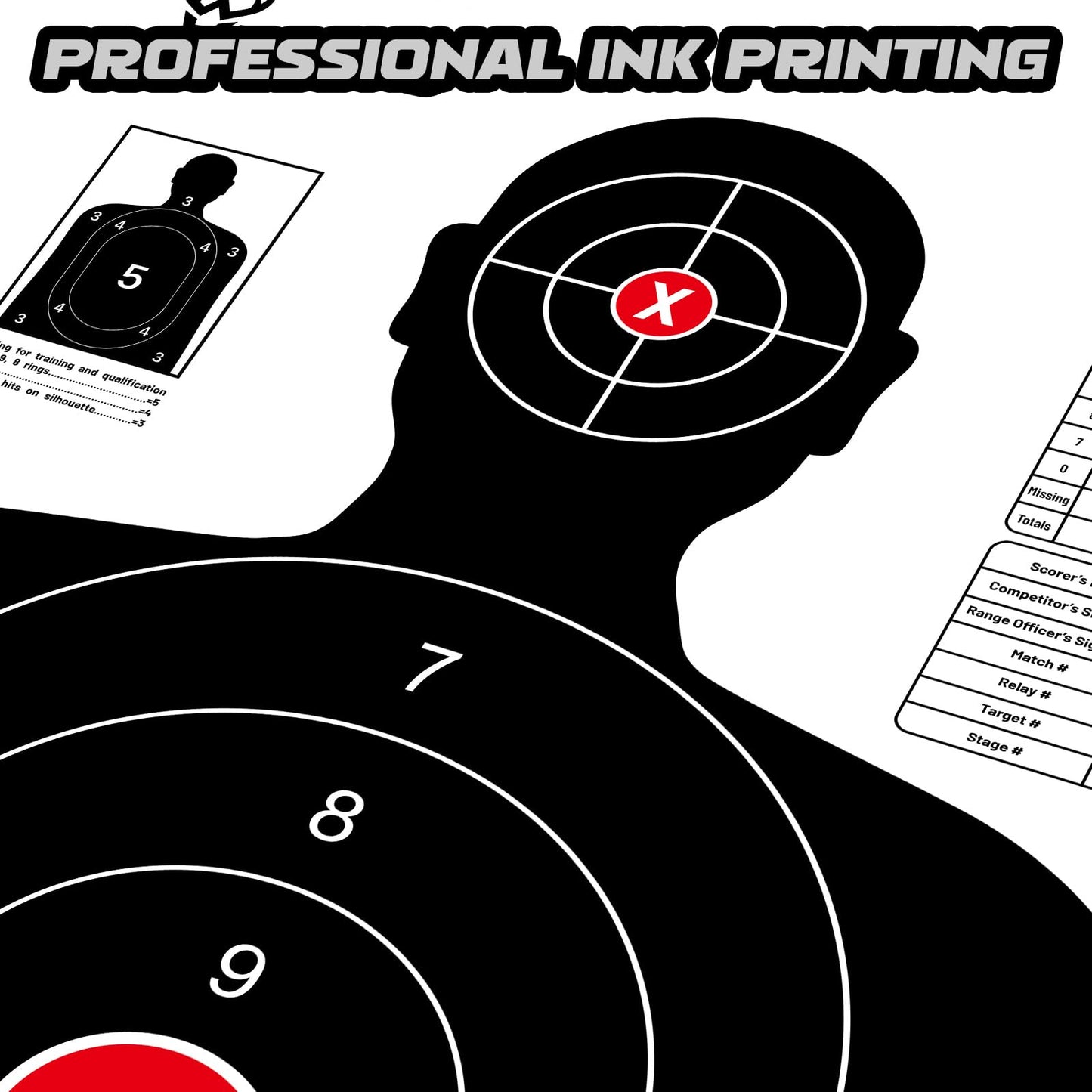 Highwild Shooting Range Silhouette Paper Target - 23X35 Inches - Suitable for Handguns, Rifles, Airguns, BB Guns (50 Pack, White & Black)