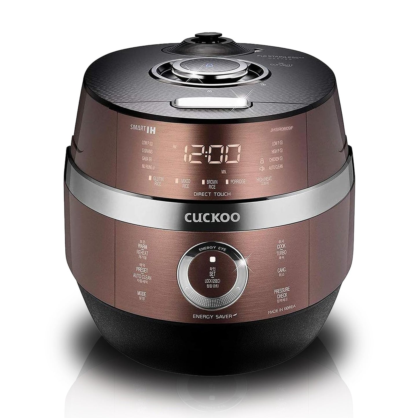 Cuckoo CRP-JHSR0609F Multifunctional and Programmable Electric Induction Heating Pressure Rice Cooker, 3-Language Voice Navigation, Intelligent Cooking Algorithm - 6 Cups, Made in Korea, Brown