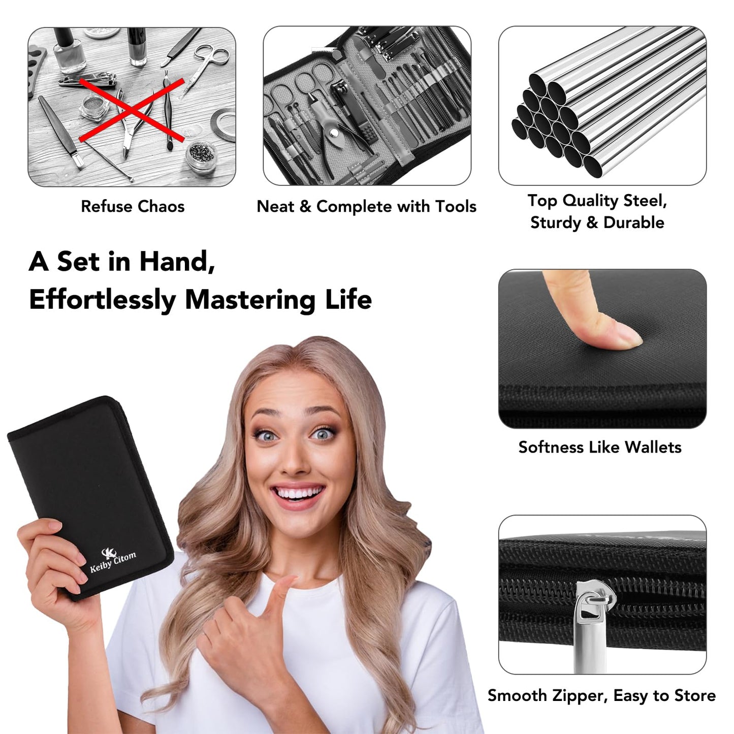 Manicure Set 32pcs Professional Nail Clippers Kit Pedicure Care Tools-Stainless Steel Grooming Tools for Travel