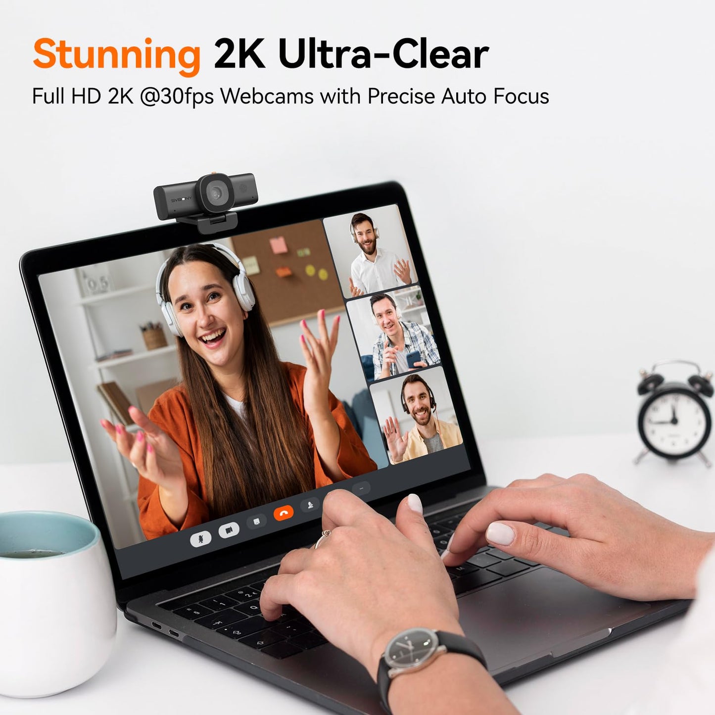 SVBONY TransAir1 5.8G Wireless HDMI Transmitter/Receiver & SVN W1 2K Autofocus Webcam with 2 Mics, Plug & Play Professional Wireless Video Collaboration Kit for Zoom, Online Class, Video Conferencing